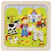 Puzzle de lemn, copii 2 ani+, set 4 buc, diverse modele ferma animale si viata din oceane, goki