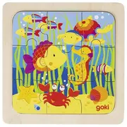 Puzzle de lemn, copii 2 ani+, set 4 buc, diverse modele ferma animale si viata din oceane, goki