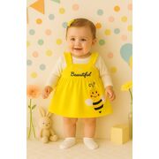 Rochita bebelusi bee beautiful – rochie galbena cu albina trmd123