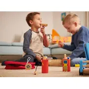 Set de joaca pompieri, geanta de urgenta cu accesorii de lemn, goki - joc de rol