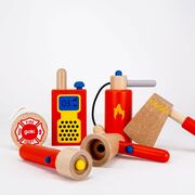 Set de joaca pompieri, geanta de urgenta cu accesorii de lemn, goki - joc de rol