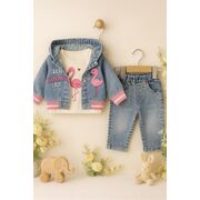 Set fetita denim flamingo – 3 piese confort & stil trmd3033