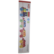 Trenulet jucarie, de lemn, cu accesorii tip cuburi, 18 piese, 2 ani+, goki