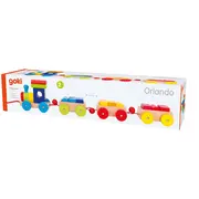Trenulet jucarie, de lemn, cu accesorii tip cuburi, 18 piese, 2 ani+, goki