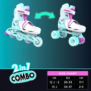 Role 2 in 1 Neon Combo Skates marime 34-37 Teal Pink