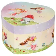 Cutie muzicala inimioara, cu zana, 14.5 x 13.5 x 8.5 cm, de lemn, goki