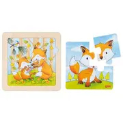 Puzzle educativ lemn 2 in 1 copii 1 an+ set 4 buc animalute   carboysafety