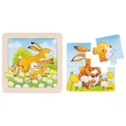 Puzzle educativ lemn 2 in 1 copii 1 an+ set 4 buc animalute   carboysafety