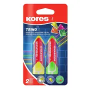 Radiera Kores Trino, design triunghiular, 2 bucati asortate/blister BPTCKS992511