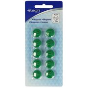 Set 10 magneti Westcott, d15 mm, verde, sustin 3/4 coli, 80g BPTCWS108050