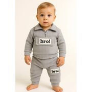 Costum din bumbac 100% pentru bebeluși - bro grey bbl73
