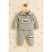 Costum din bumbac 100% pentru bebeluși - bro grey bbl73