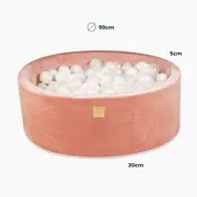 Piscina Uscata Cu 200 De Bile 7cm Meowbaby   Aesthetic, 90x30 Cm, Premium Velur Reiat   Corduroy Roz Pjbbsar9002