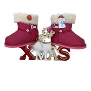 Cizmulite piele, Erika, imblanite, pentru fete (Marime: 17, Culoare nappa: Fucsia, Decor: Pon-Pon)