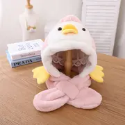 Caciulita roz plusata pentru copii - pinguin adoctsc10-1-sa7