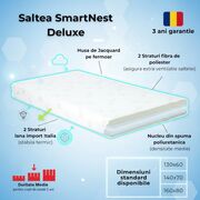 Saltea SmartNest Deluxe 160x80x14 cm cu husa de Jacquard pentru pat copii 2-12 ani 160x80 cm - ASC6427968006709