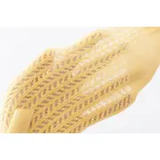 Sosete galbene trei sferturi cu model din tesatura si fundita din satin mbs01-2-c2