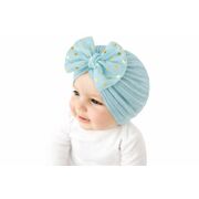 Caciulita bleu tip turban cu fundita din tulle aplicata mbx-21005-2-cd