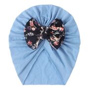 Caciulita bleu tip turban cu fundita inflorata mdx-21029-2-ct11