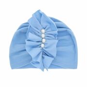 Caciulita bleu tip turban cu perlute aplicate in fata mbmz046-3-ct7