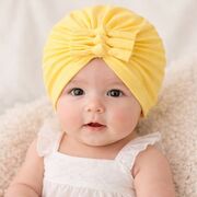 Caciulita galbena tip turban cu trei fundite mbx-21021-3