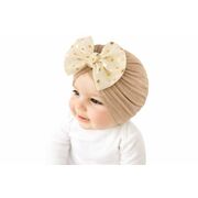 Caciulita maro tip turban cu fundita din tulle aplicata mbx-21005-1-cd
