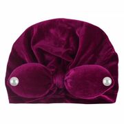 Caciulita mov tip turban din catifea cu perlute mdx-19088-4