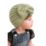 Caciulita verde tip turban cu model din tesatura si funda aplicata amx-22032-1