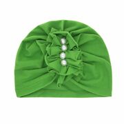 Caciulita verde tip turban cu perlute aplicate in fata mbmz046-2-ct7