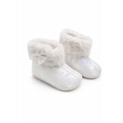 Cizmulite bebelusi albe cu blanita, interior calduros, talpa moale trpb0002