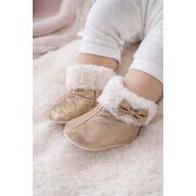 Cizmulite bebelusi aurii cu blanita, interior calduros, talpa moale trpb0003