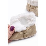 Cizmulite bebelusi aurii cu blanita, interior calduros, talpa moale trpb0003