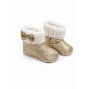Cizmulite bebelusi aurii cu blanita, interior calduros, talpa moale trpb0003