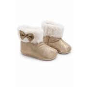 Cizmulite bebelusi maro sidefat cu blanita, interior calduros, talpa moale trpb0004