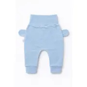 Pantaloni bleu bebe cu imprimeu vesel si urechi aplicate &ndash; model confortabil din bumbac trpb0033