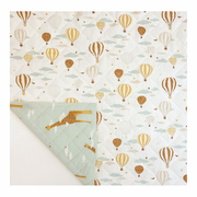 Paturica Bebelus Handmade Matlasata Din Bumbac Premium Cu Fata Dubla ,   Giraffe Head In Clouds, 135x100 Cm Pjb87662