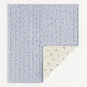 Paturica Bebelus Handmade Matlasata Din Muselina Premium Cu Fata Dubla ,   Zomea Ecru Blue, 135x100 Cm Pjb106681