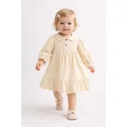 Rochita pentru bebelusi cu imprimeu floral delicat si guler rotund, crem tram0015