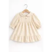 Rochita pentru bebelusi cu imprimeu floral delicat si guler rotund, crem tram0015