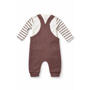 Salopeta bebelusi cu ursulet, maro, set 2 piese – bluza cu dungi & salopeta trpb0005