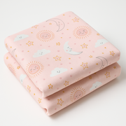 Set 2 Scutece Finet 100% Bumbac Pentru Bebelusi ,   70a 80 Cm ,   Happy Skies Rose   Moon  Stars Pjb09815.005