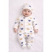 Set bebelusi 3 piese, bumbac rib, imprimeu inimioare colorate trpb0009-cp1