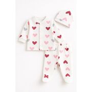 Set bebelusi 3 piese, bumbac rib, imprimeu inimioare trpb0010-cp1