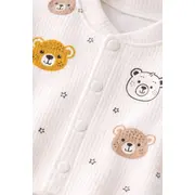 Set bebelusi 3 piese, bumbac rib, imprimeu ursuleti, bluzita cu capse, pantaloni si caciulita trpb0011-cp1