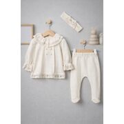 Set de 3 piese cu guler din dantelă baby aura 0–3 luni b2516