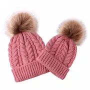 Set roz pudra caciulita pentru mama si bebe adoctsc48-1-sa6