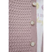 Set roz pudra tricotat 3 piese, cardigan + bluza + pantaloni trpb0008