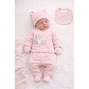 Set serde bebeluși nou-născut 0–3 luni, 5 piese cu imprimarea „i love mom” - roz bpe2051