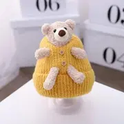 Caciulita bebelusi galben mustar tricotata cu ursulet 3d, caciula groasa si confortabila adoctsc07-3-sa4