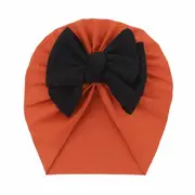 Caciulita bebelusi tip turban caramiziu cu funda neagra, material elastic si moale pentru fetite mbx-21008-1-ct3